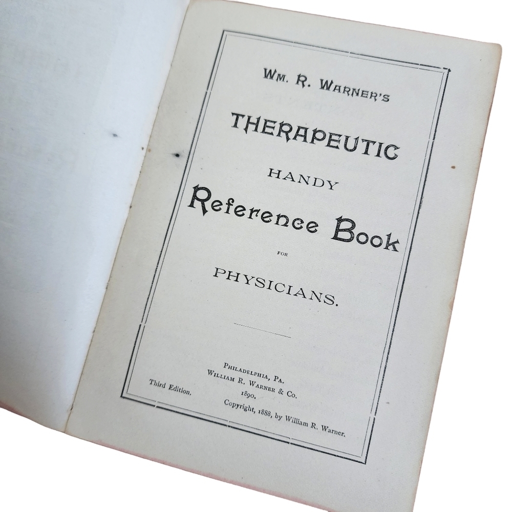 ANTIQUE x WM‎ R WARNER'S Therapeutic Reference Book small hardback circa 1890 - Picture 2 of 16